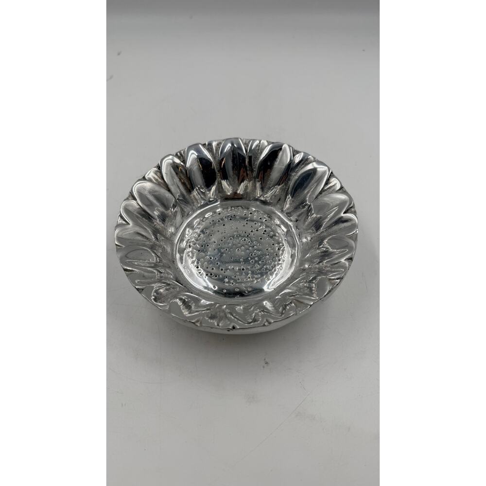 Vintage Floral Daisy Candy Bowl Mexican Aluminum Country Farmhouse